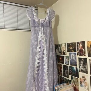 Lacemade Lavender Regency Dress with Lace Trim